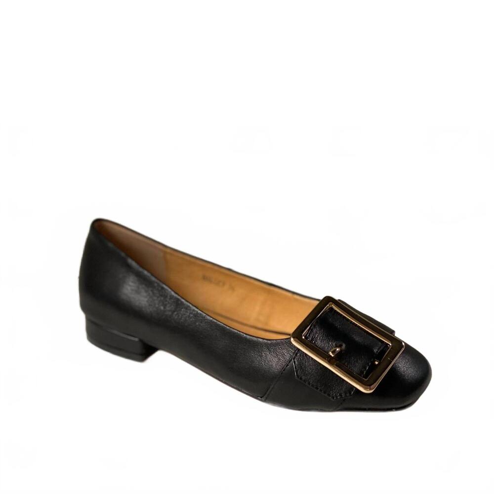 NEW RALPH MIGUEL women's balley large buckle shoes in black leather